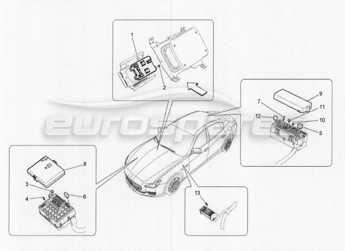 maserati qtp. v8 3.8 530bhp 2014 auto relays, fuses and boxes part diagram