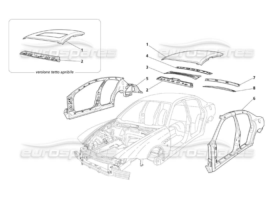 maserati qtp. (2003) 4.2 central outer structures and body parts diagram