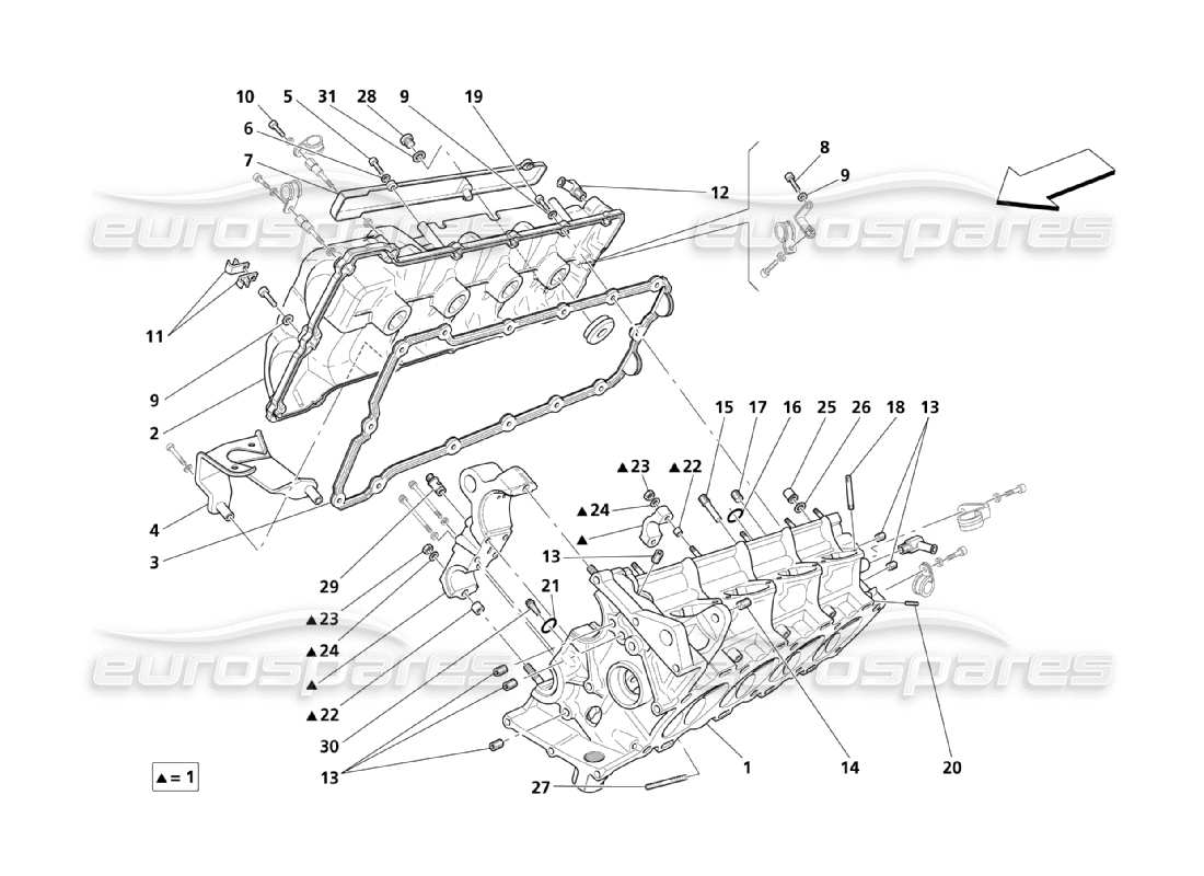 maserati qtp. (2003) 4.2 rh cylinder head parts diagram