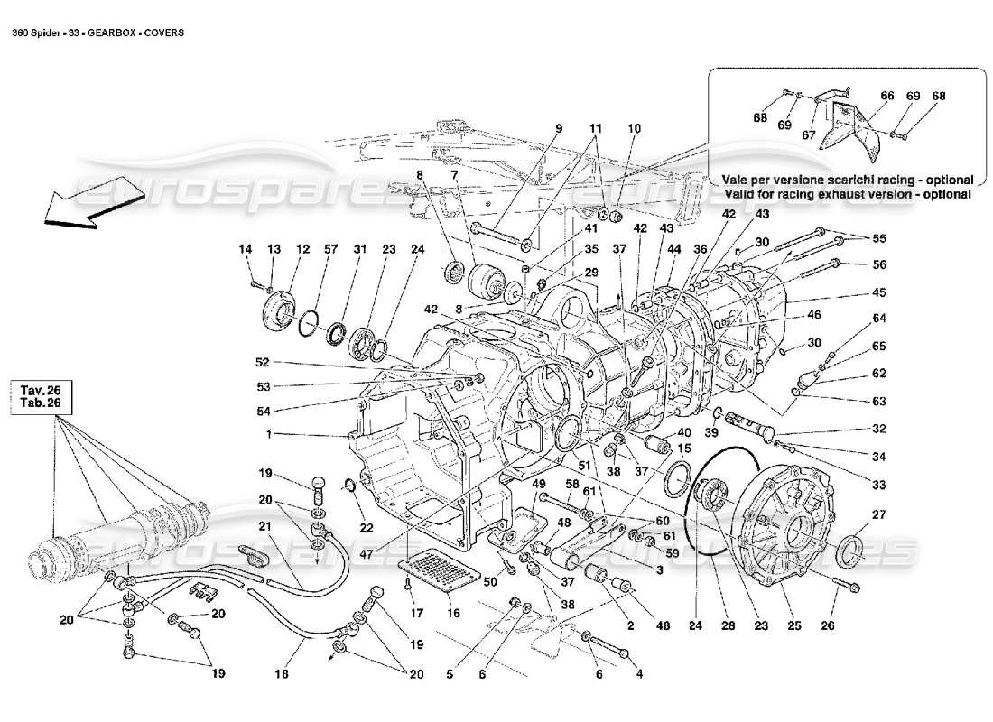 ferrari 360 spider gearbox covers parts diagram