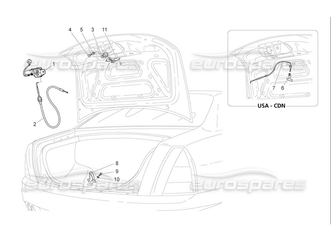 maserati qtp. (2010) 4.7 auto rear lid opening control part diagram