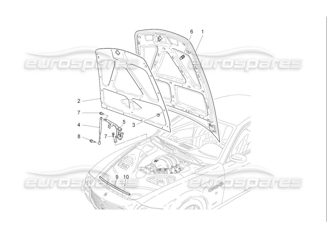 maserati qtp. (2009) 4.7 auto front lid parts diagram