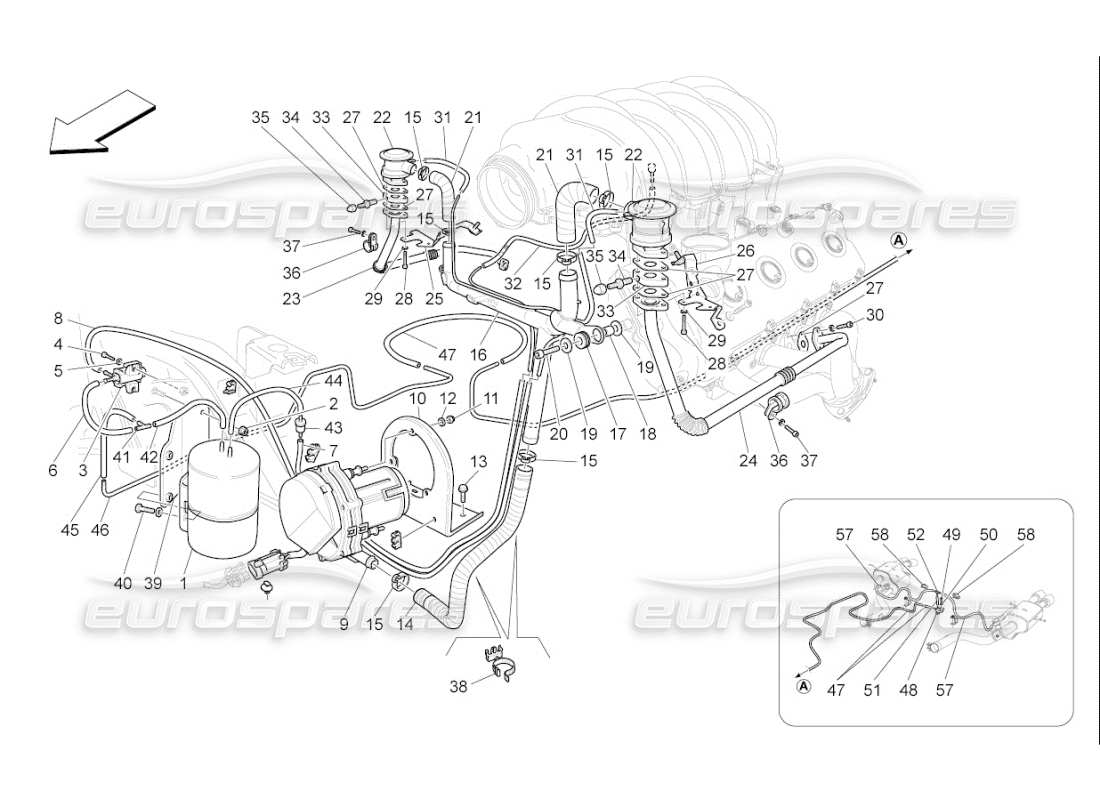 maserati qtp. (2009) 4.7 auto additional air system parts diagram