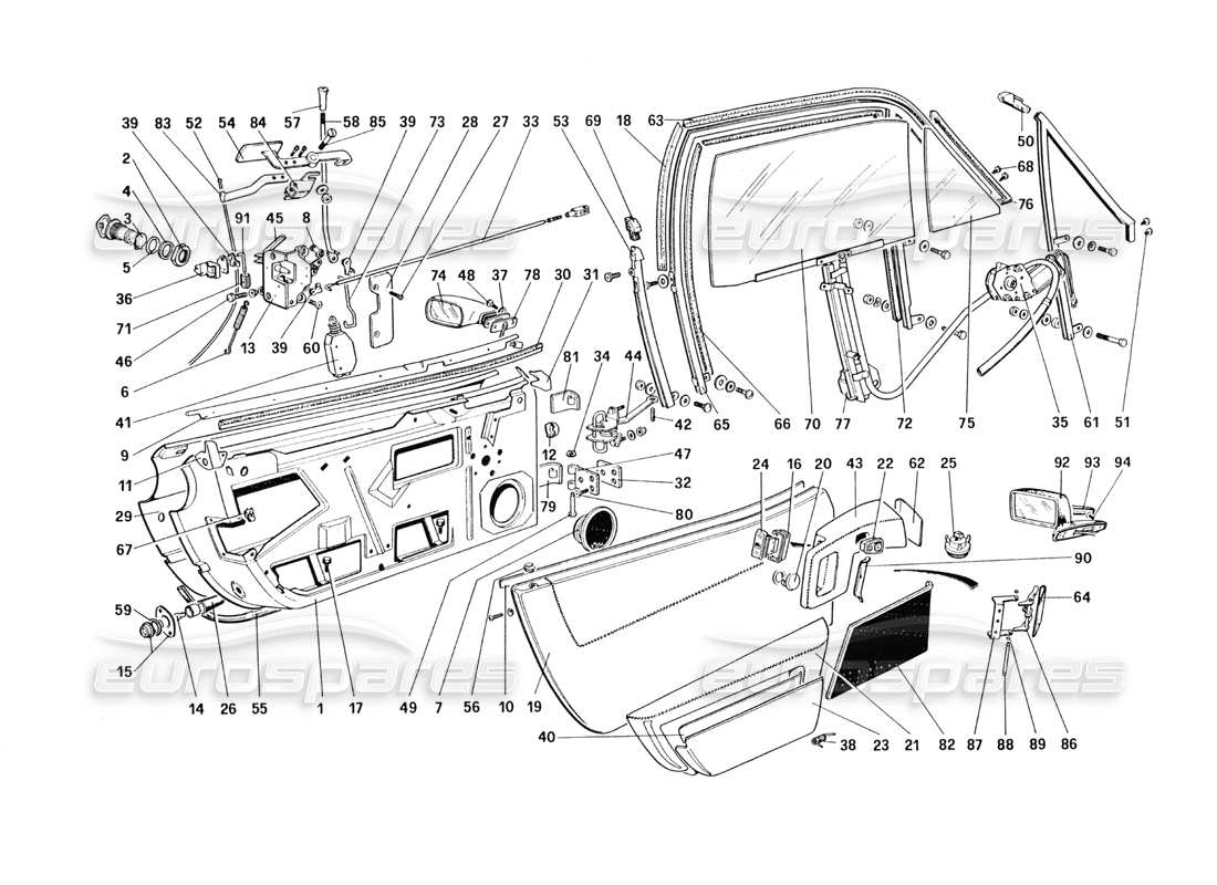 ferrari 328 (1985) doors part diagram