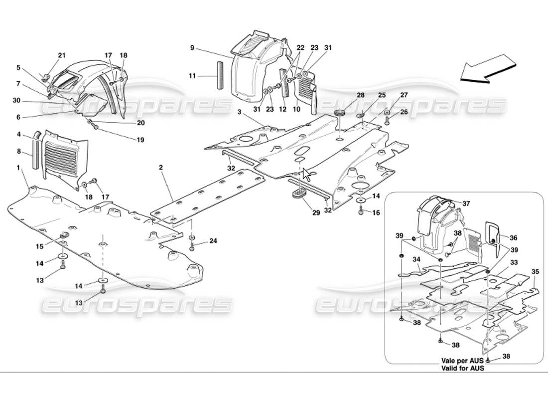 ferrari 360 modena flat floor pan and wheelhouse part diagram