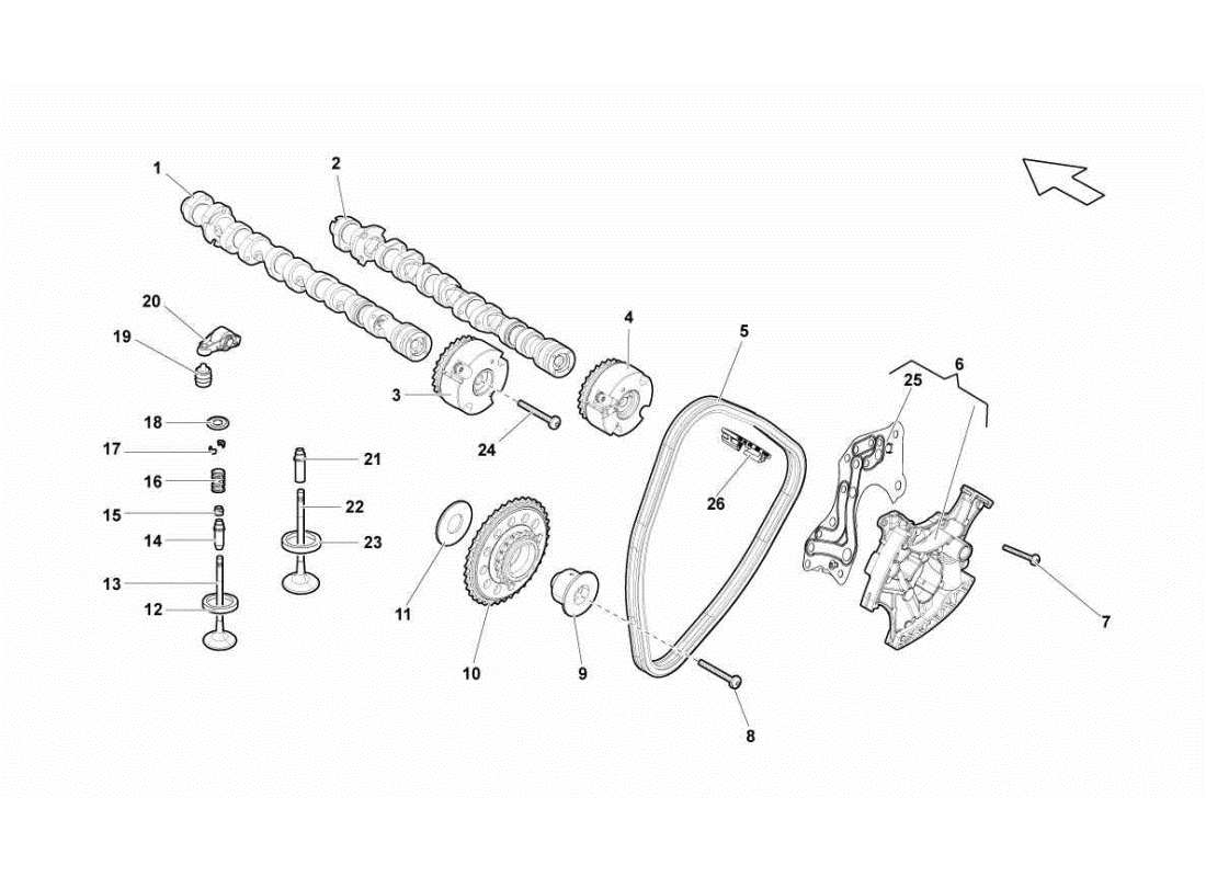 LAMBORGHINI GALLARDO STS II SC RIGHT HEAD TIMING SYSTEM PART DIAGRAM lamborghini gallardo sts ii sc right head timing system part diagram