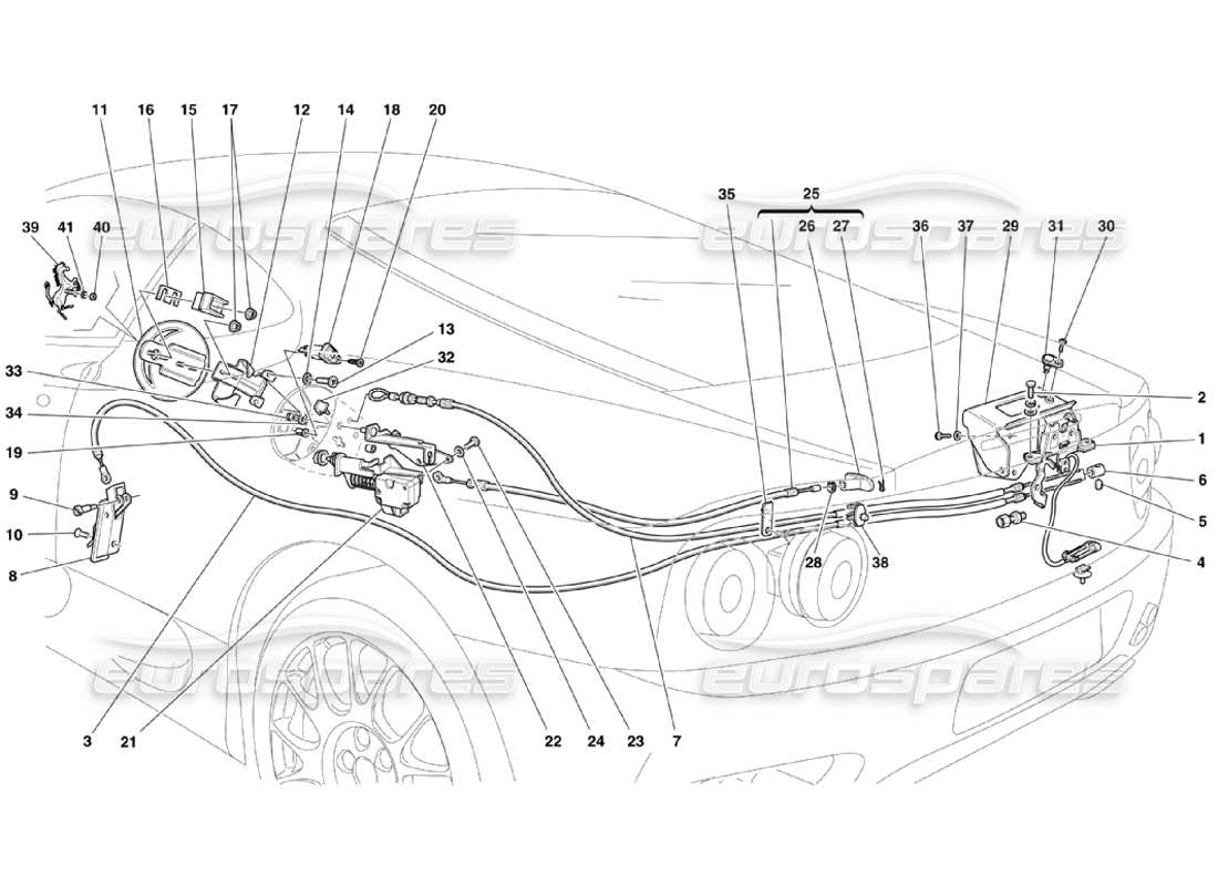 ferrari 360 challenge stradale opening devices for engine bonnet and gas door parts diagram