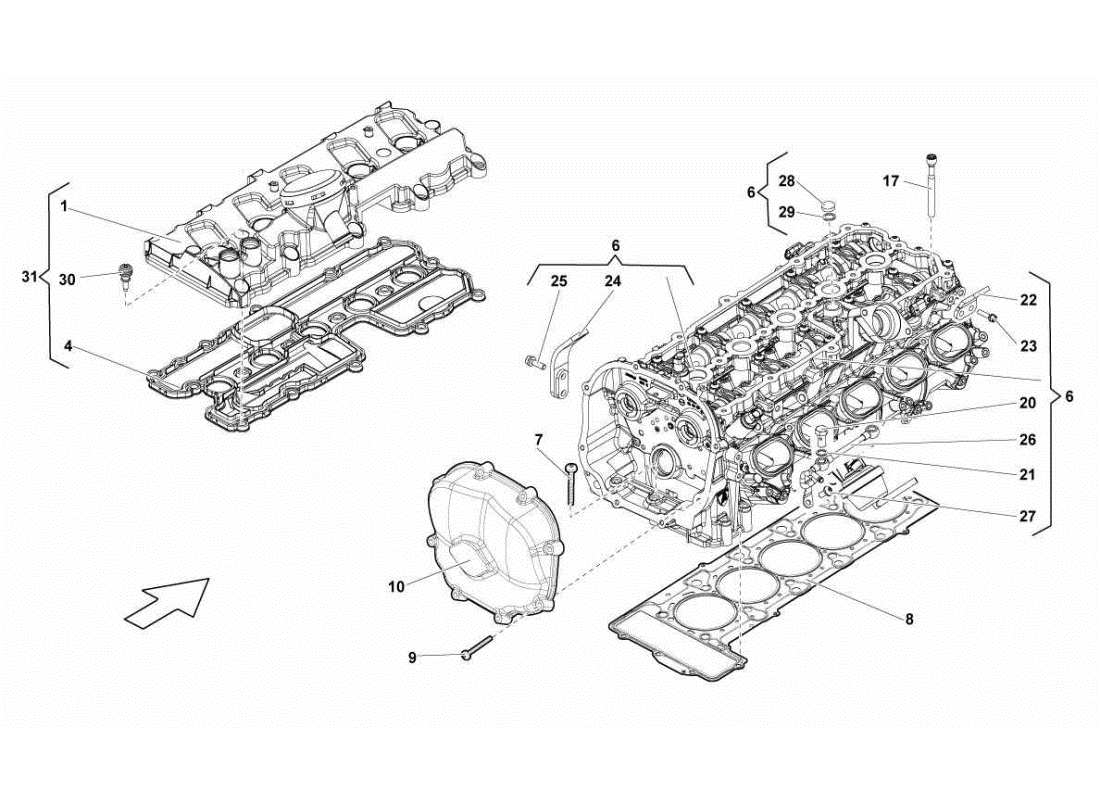 LAMBORGHINI GALLARDO STS II SC LEFT CYLINDER HEAD AND COVER 6-10 PART DIAGRAM lamborghini gallardo sts ii sc left cylinder head and cover 6-10 part diagram