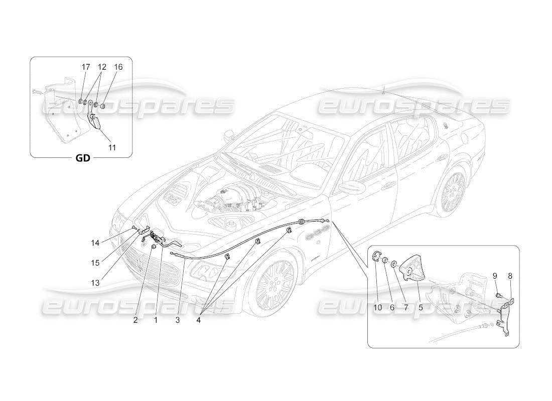 maserati qtp. (2011) 4.2 auto front lid opening button parts diagram