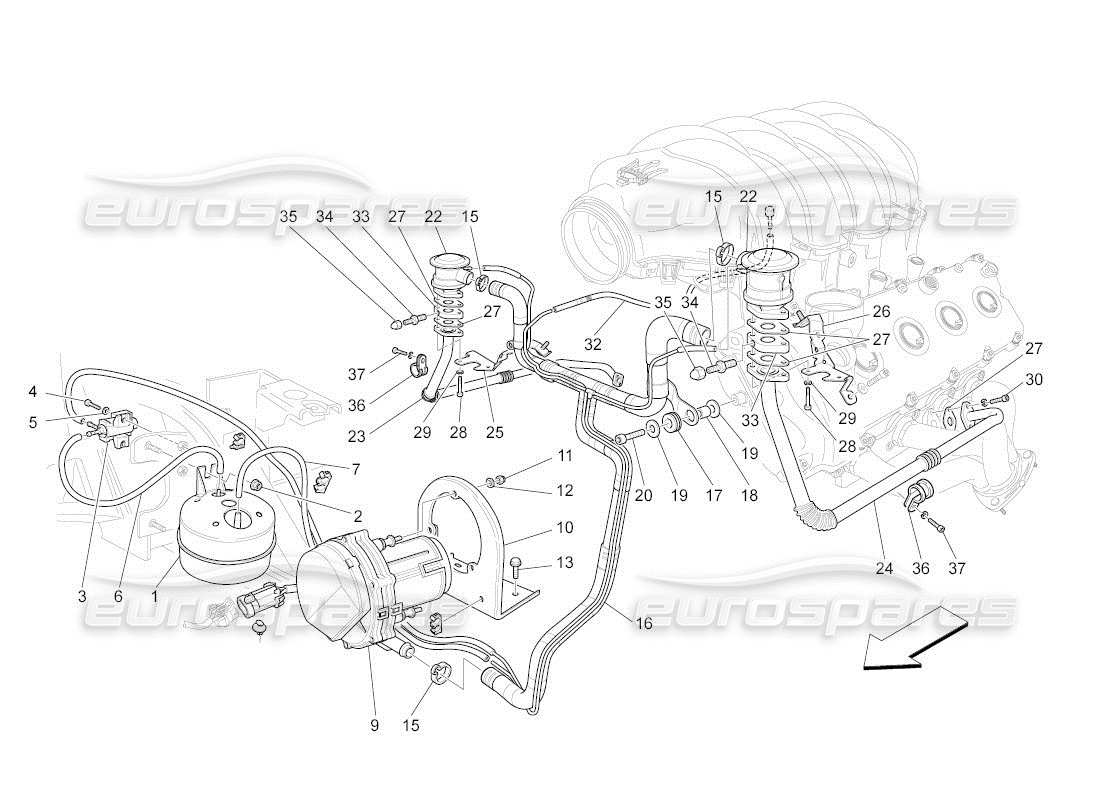 maserati qtp. (2010) 4.2 auto additional air system part diagram