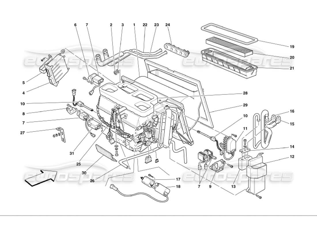 ferrari 360 modena evaporator unit parts diagram