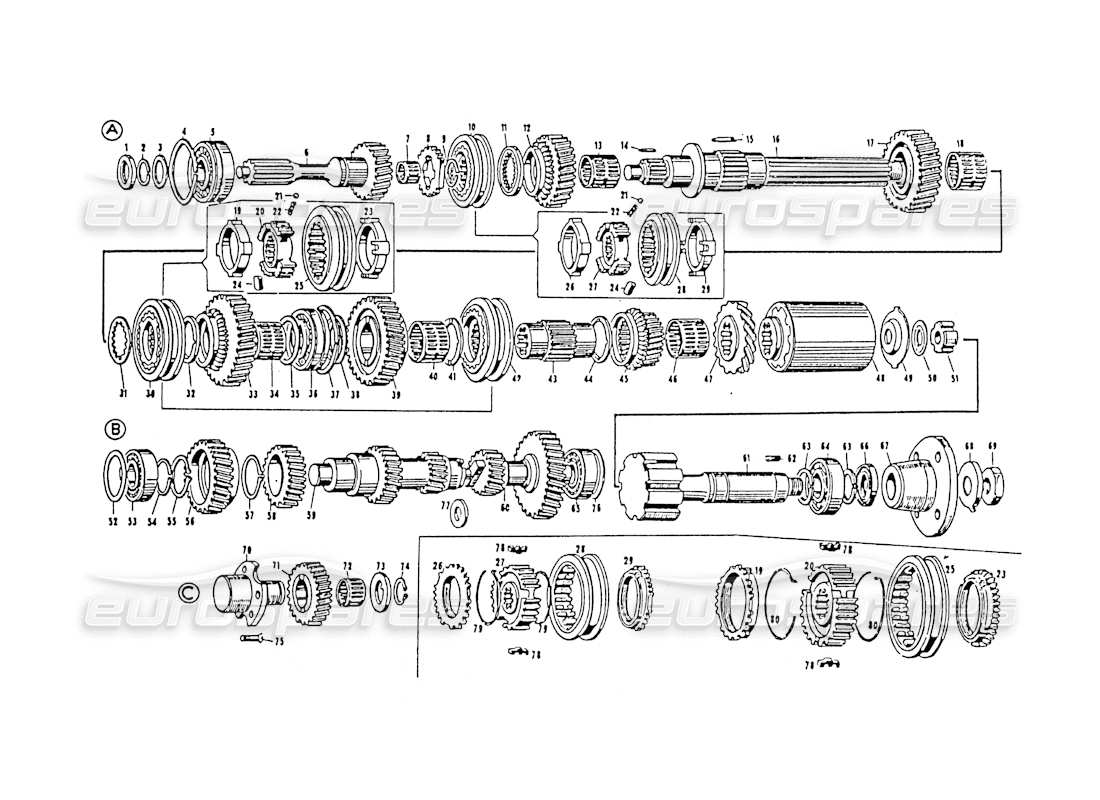 a part diagram from the maserati 3500 parts catalogue