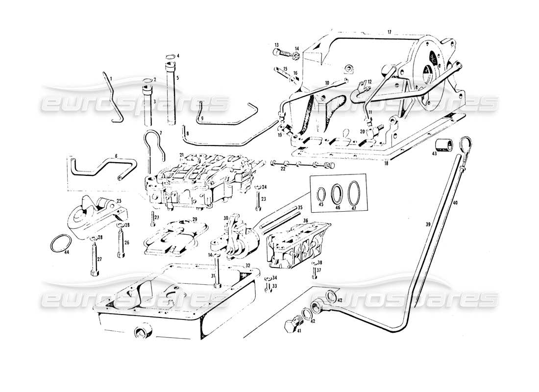 a part diagram from the maserati khamsin parts catalogue