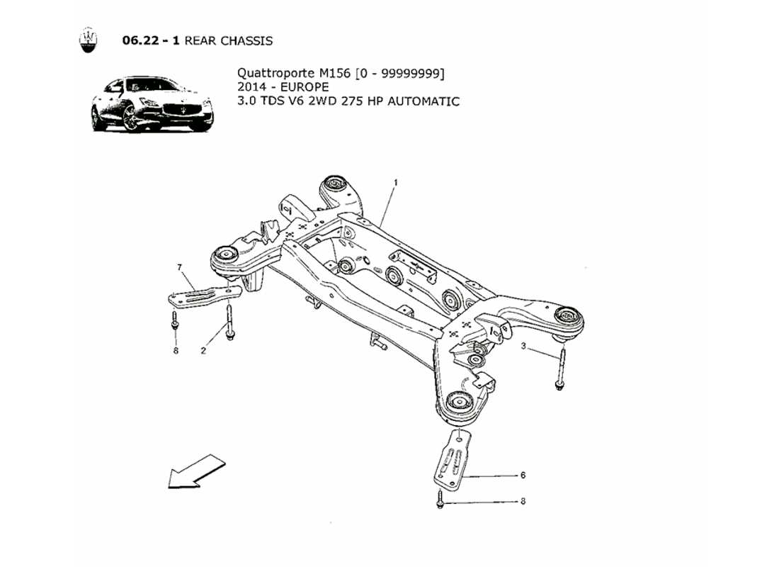 a part diagram from the maserati quattroporte m156 (2014 onwards) parts catalogue