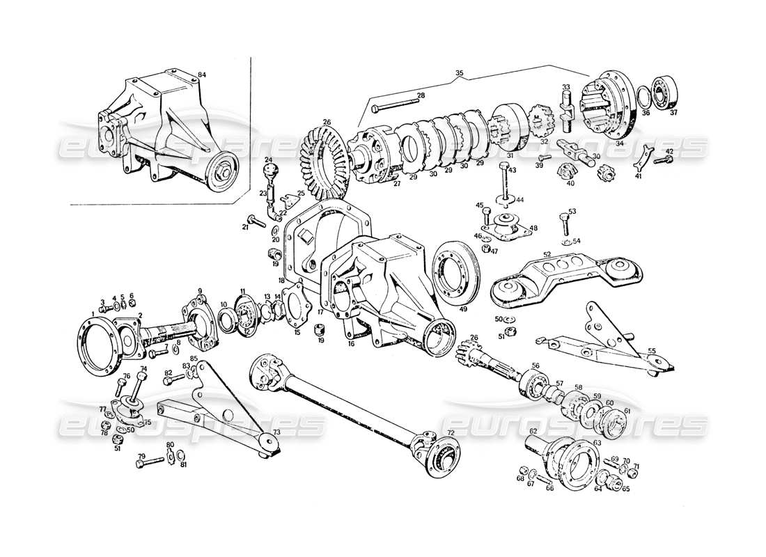 a part diagram from the maserati khamsin parts catalogue