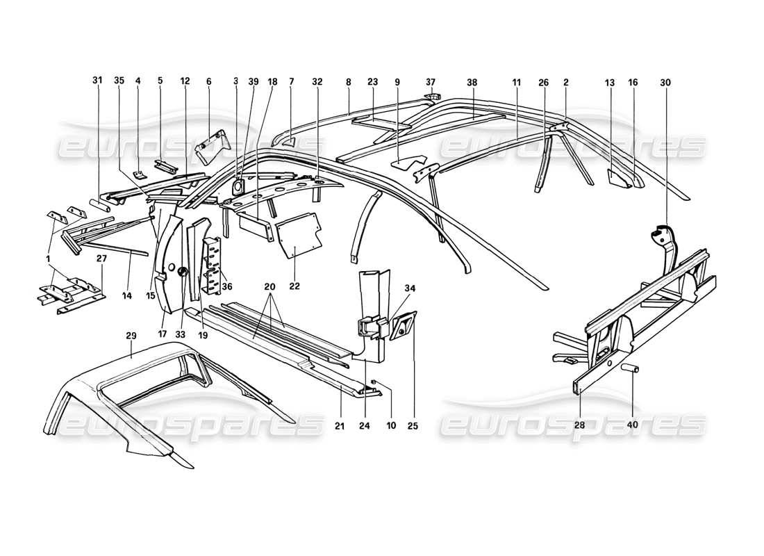 a part diagram from the ferrari 308 gtb (1980) parts catalogue