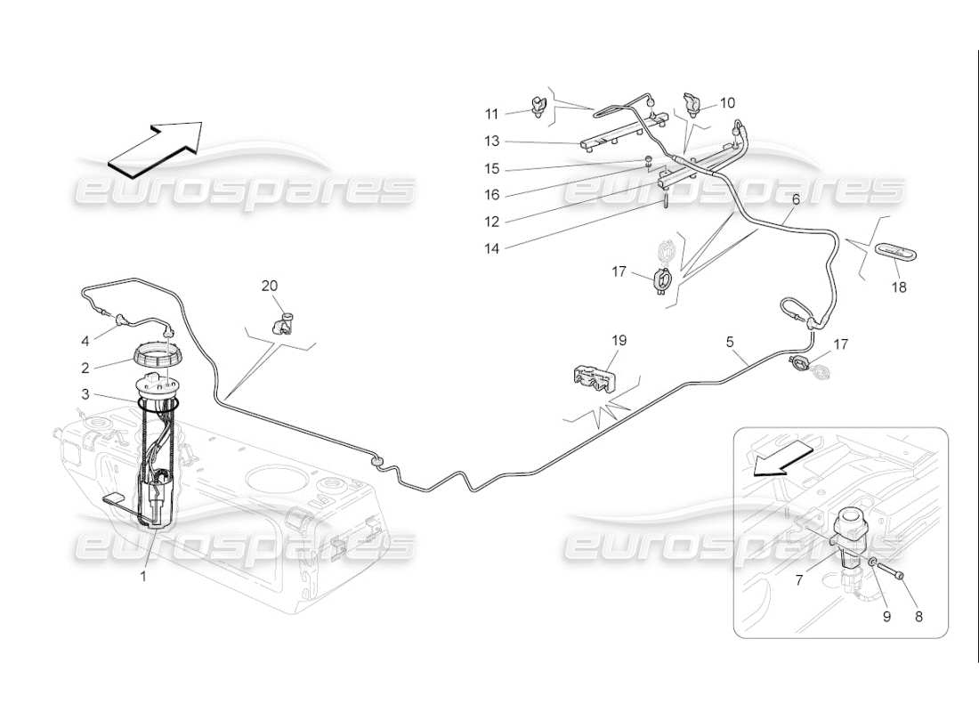 a part diagram from the maserati quattroporte m139 (2005-2013) parts catalogue