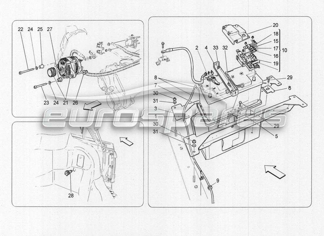 a part diagram from the maserati grancabrio parts catalogue