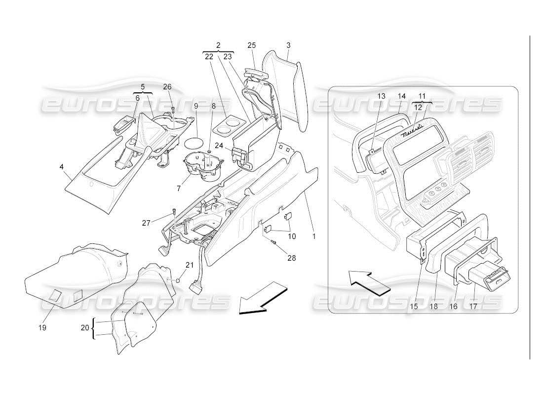 a part diagram from the maserati qtp. (2007) 4.2 auto parts catalogue