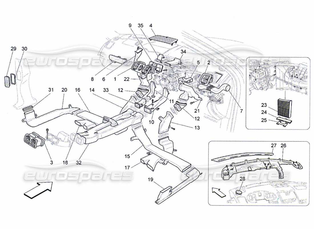 a part diagram from the maserati quattroporte m139 (2005-2013) parts catalogue