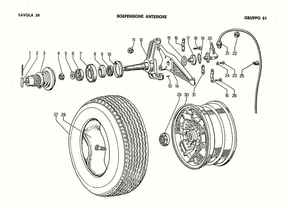 a part diagram from the lamborghini jarama parts catalogue