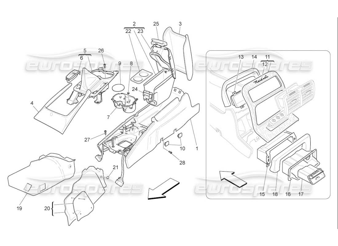 a part diagram from the maserati qtp. (2008) 4.2 auto parts catalogue