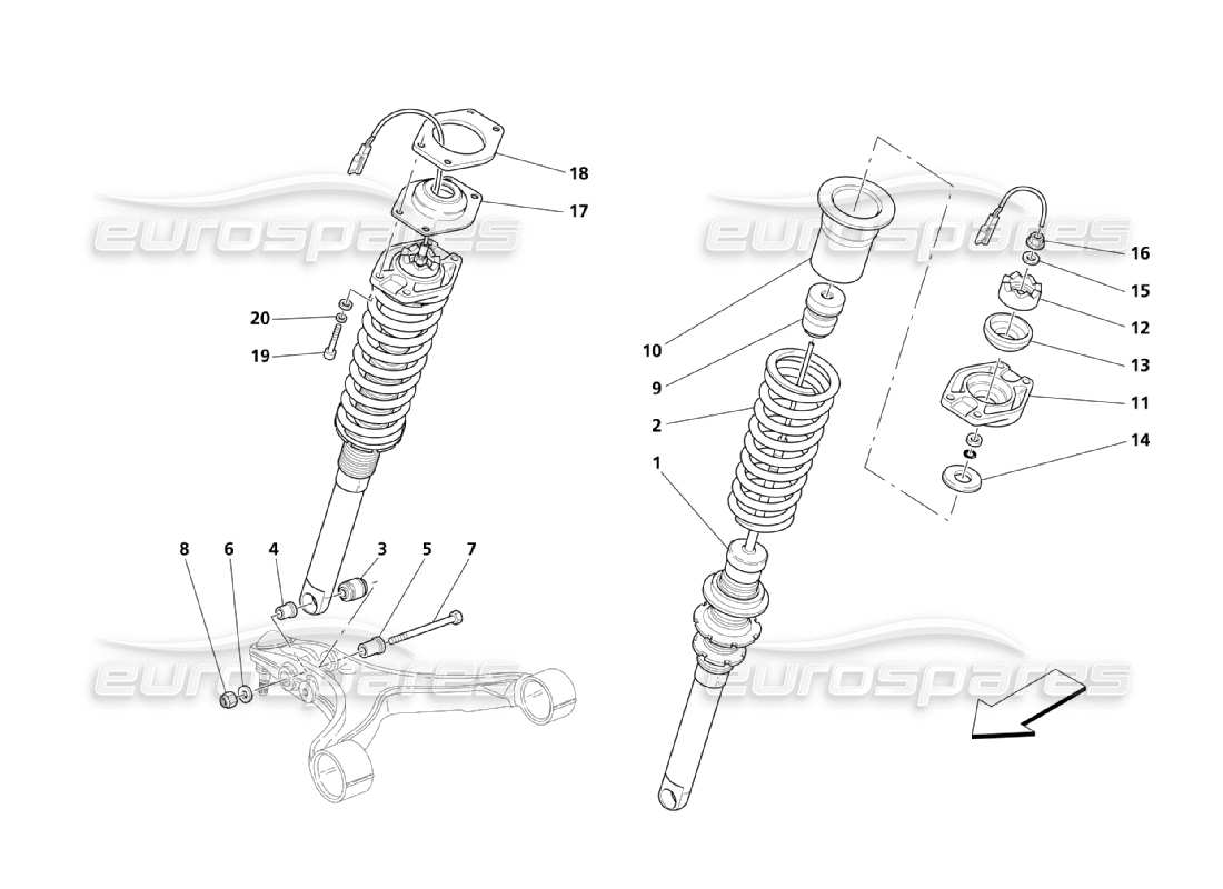 a part diagram from the maserati quattroporte m139 (2005-2013) parts catalogue