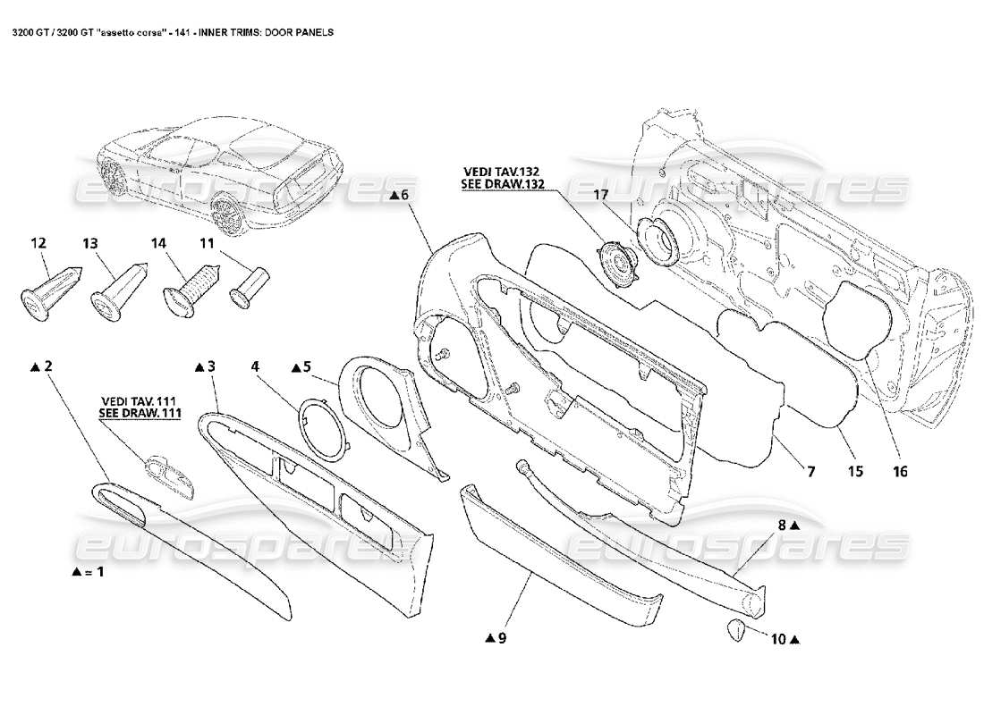 a part diagram from the maserati 3200 gt/gta/assetto corsa parts catalogue