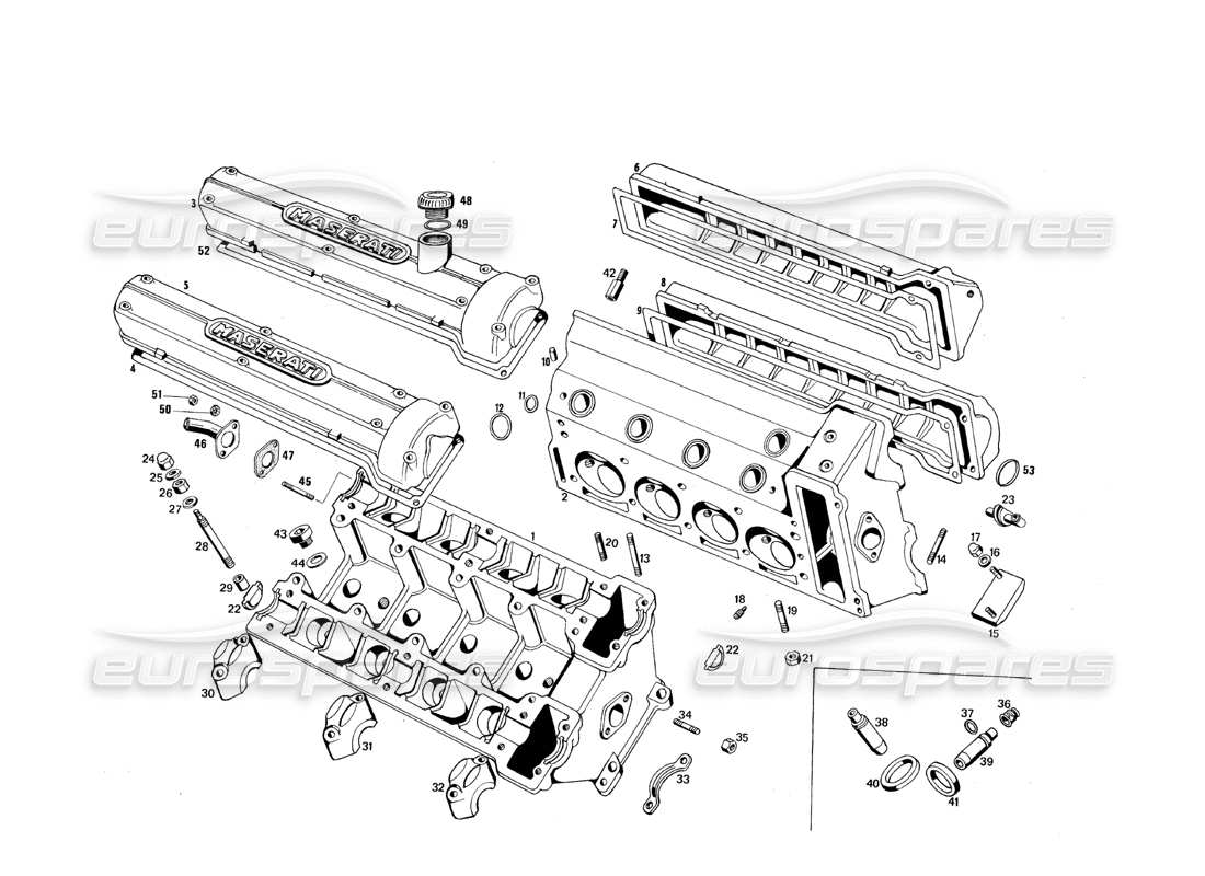 a part diagram from the maserati quattroporte (1967-1979) parts catalogue