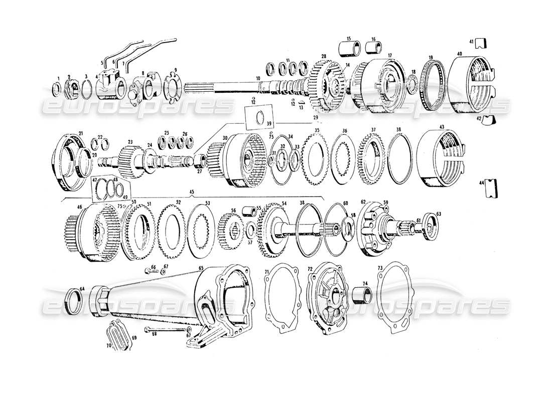 a part diagram from the maserati khamsin parts catalogue