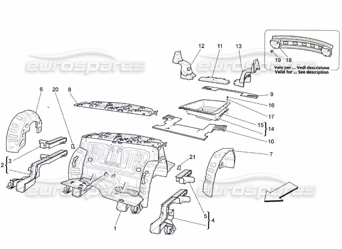 a part diagram from the maserati quattroporte m139 (2005-2013) parts catalogue