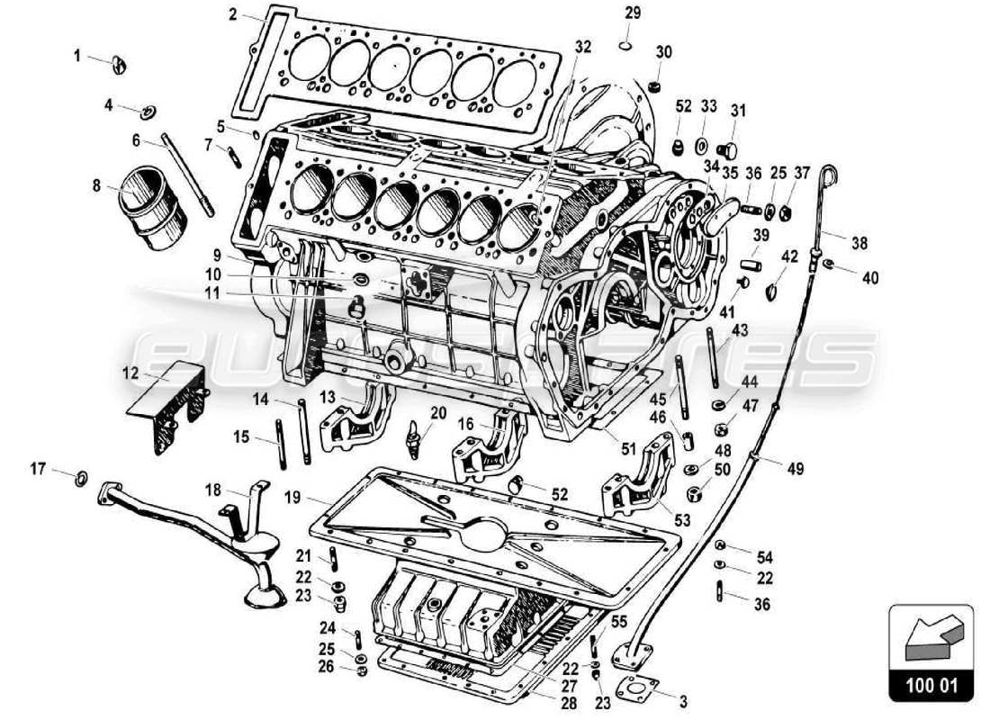 a part diagram from the lamborghini miura parts catalogue