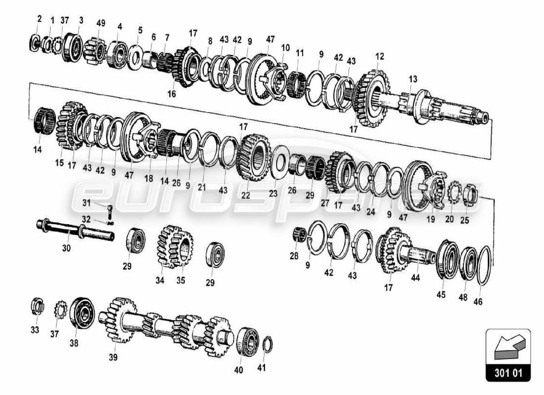 VIEW PARTS DIAGRAMS FROM THE LAMBORGHINI MIURA PARTS CATALOGUE a part diagram from the lamborghini miura parts catalogue