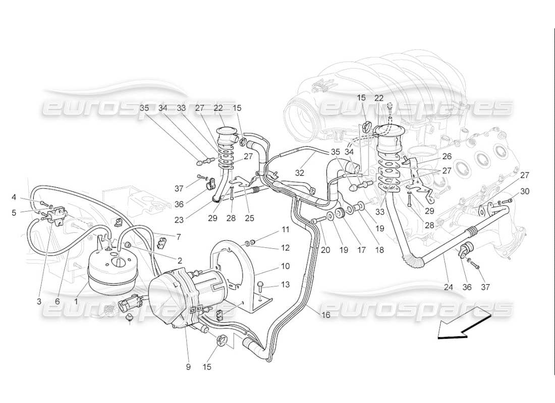 a part diagram from the maserati quattroporte m139 (2005-2013) parts catalogue