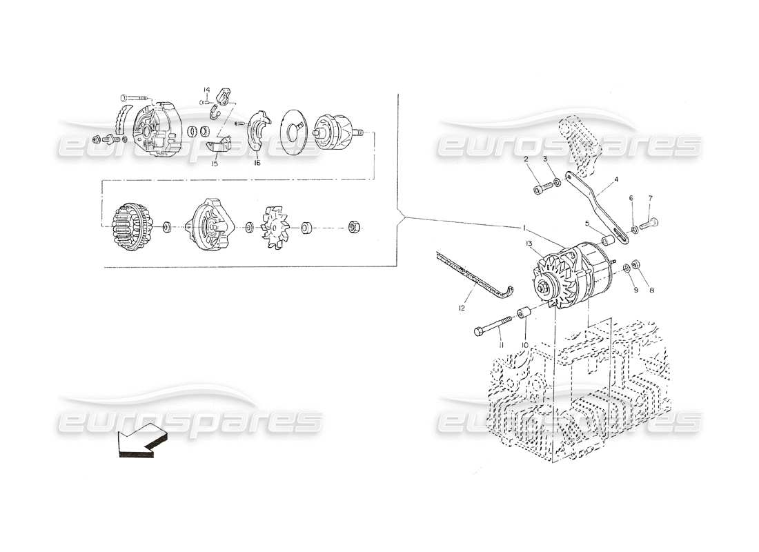 a part diagram from the maserati shamal parts catalogue