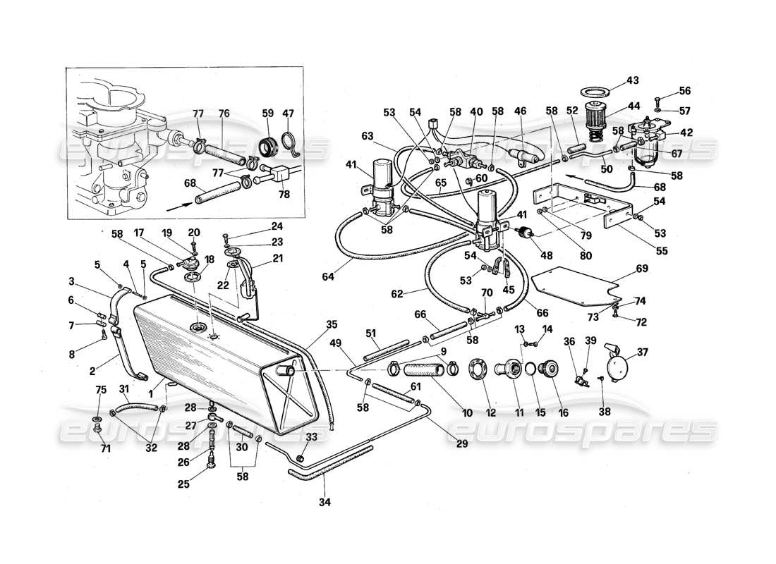 a part diagram from the maserati quattroporte (1967-1979) parts catalogue