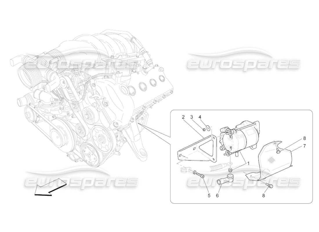 a part diagram from the maserati grancabrio (2010) 4.7 parts catalogue