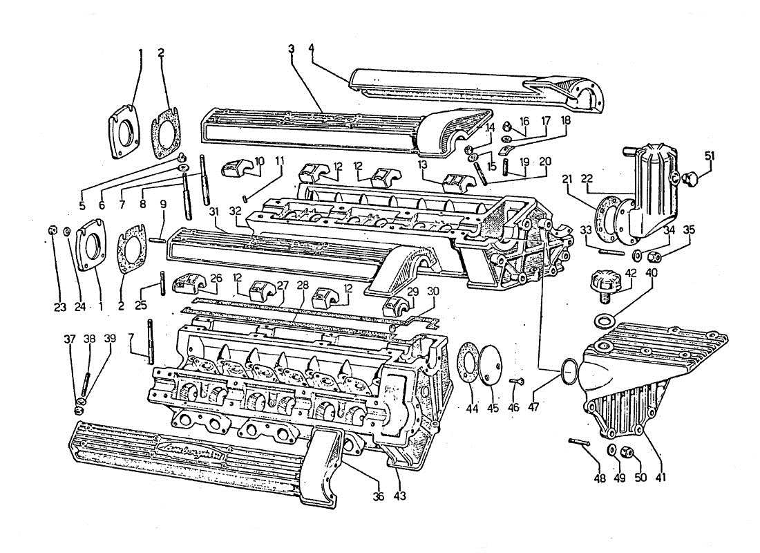 VIEW PARTS DIAGRAMS FROM THE LAMBORGHINI JARAMA PARTS CATALOGUE a part diagram from the lamborghini jarama parts catalogue
