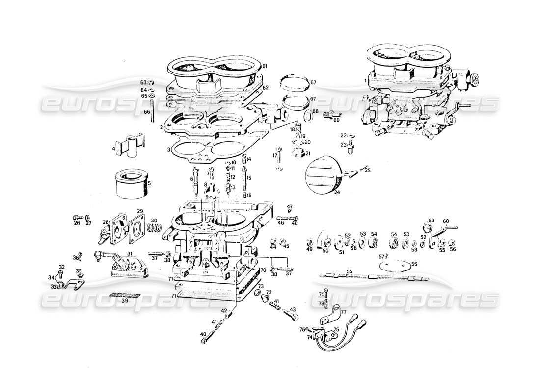 a part diagram from the maserati khamsin parts catalogue