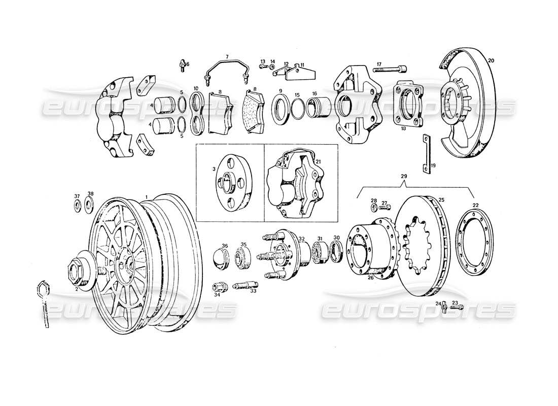 a part diagram from the maserati khamsin parts catalogue