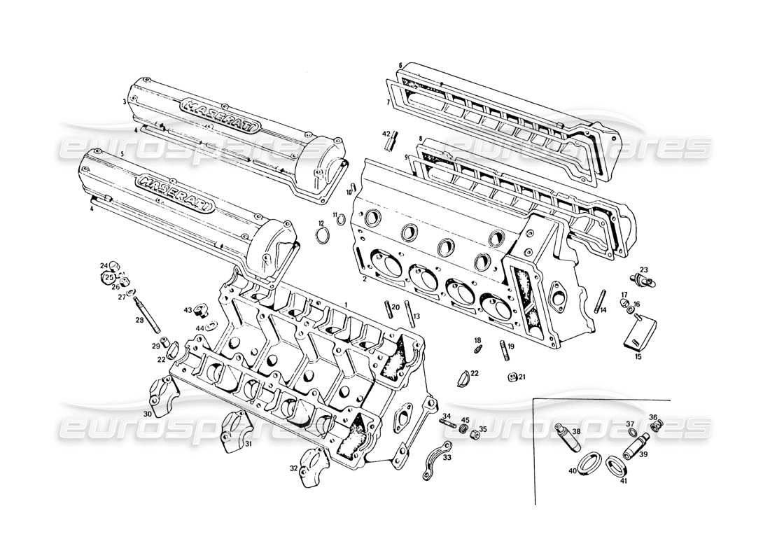 a part diagram from the maserati khamsin parts catalogue