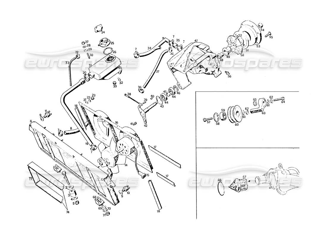 a part diagram from the maserati khamsin parts catalogue