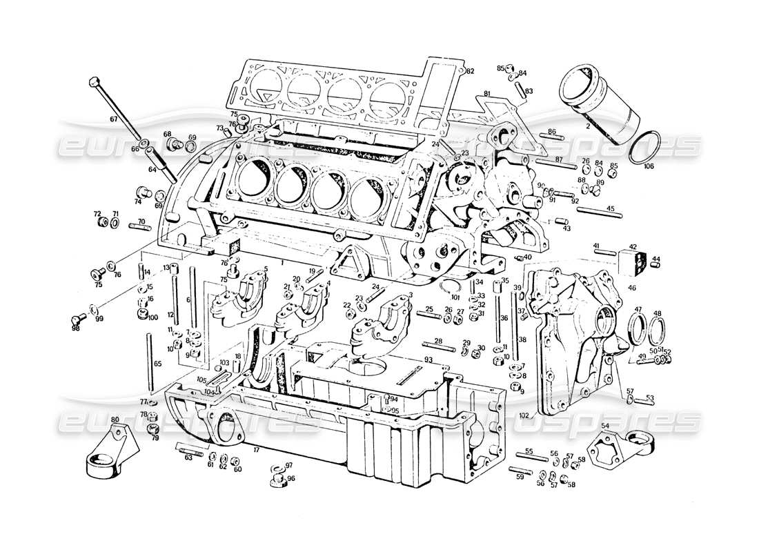 a part diagram from the maserati khamsin parts catalogue