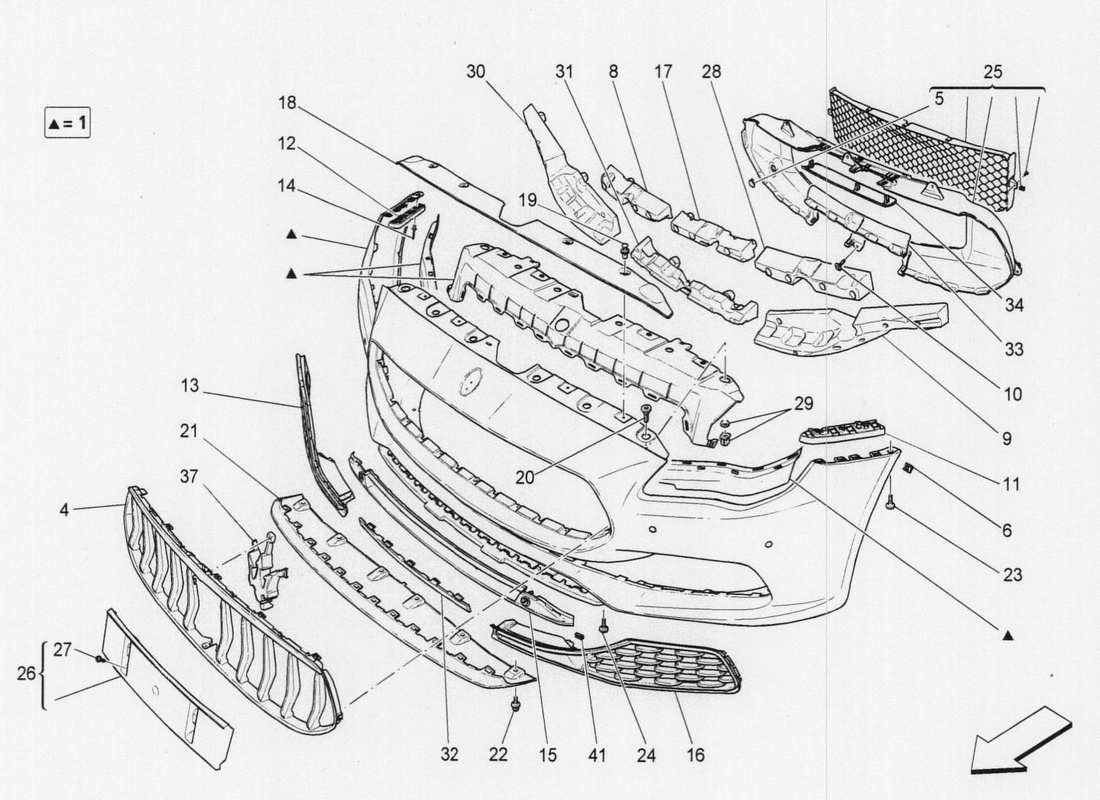 a part diagram from the maserati qtp. v6 3.0 tds 275bhp 2017 parts catalogue