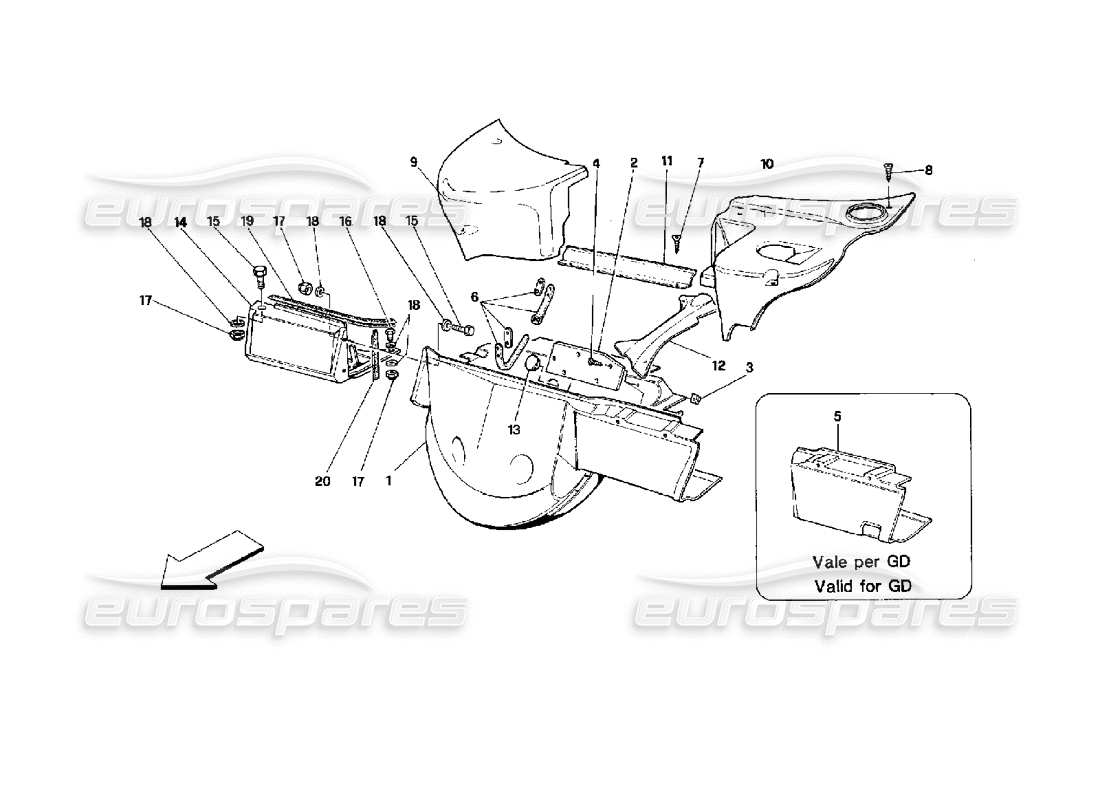 a part diagram from the ferrari mondial parts catalogue