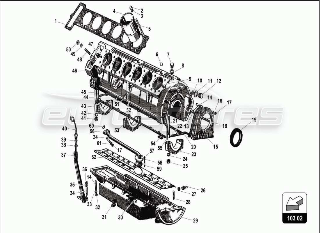 a part diagram from the lamborghini 350 parts catalogue