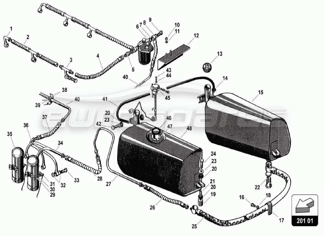 a part diagram from the lamborghini 350 parts catalogue