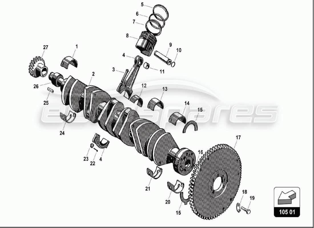 a part diagram from the lamborghini 350 parts catalogue