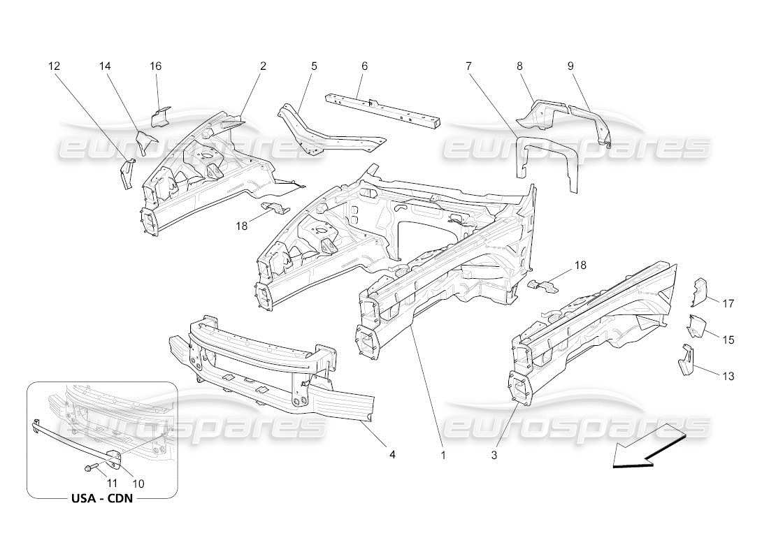 a part diagram from the maserati qtp. (2011) 4.2 auto parts catalogue