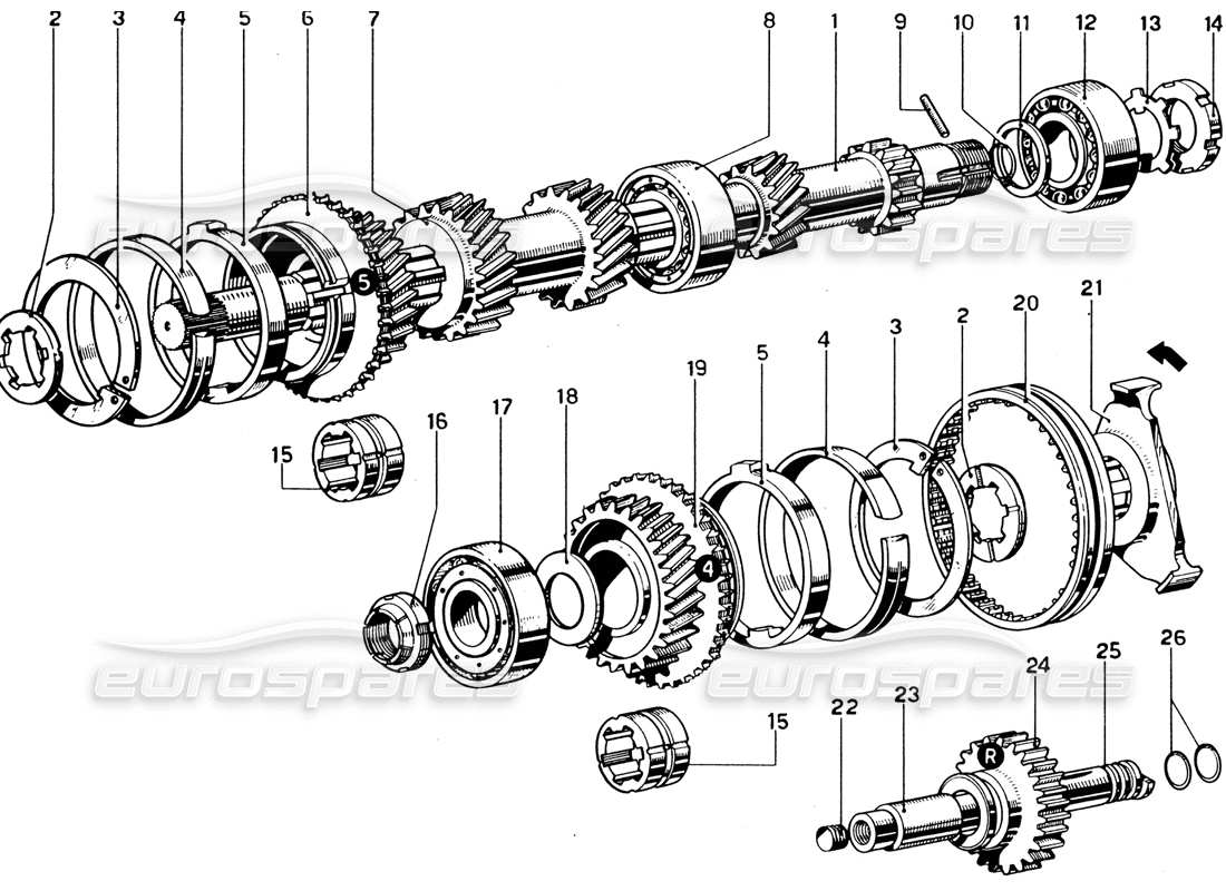 a part diagram from the ferrari 330 and 365 parts catalogue